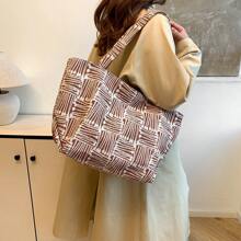 Bolso de lona de gran capacidad con jacquard 2025, bolso casual y retro para estudiantes
