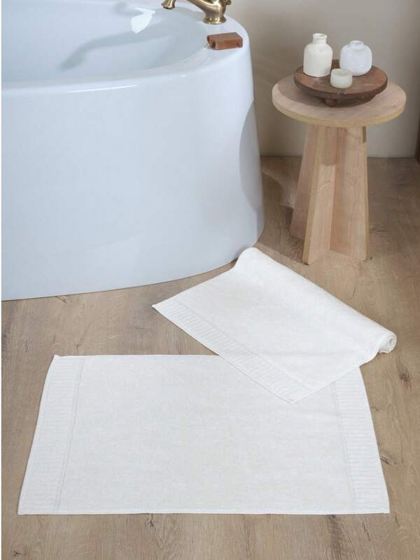 2 pezzi Set di tappetino da bagno e asciugamano per i piedi in 100% cotone turco (50x70)
