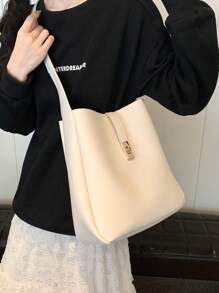 Geantă de mână nouă, la modă, de culoare solidă, cu capacitate mare, pentru femei, geantă casual șic potrivită pentru navetă, geantă de umăr și crossbody