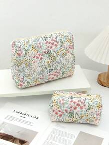1 Pieza/Set de Neceser de Maquillaje Acolchado con Diseño de Conejo Beige Lindo, Patrón de Lazo de Dibujos Animados y Cerezas. Bolso de Maquillaje de Viaje, Multifuncional, de Mano, Portátil para Artículos de Tocador. Diseño de Cremallera de Gran Apertura, Adecuado para Cosméticos, Lápiz Labial, Joyas, Pañuelos, Toallas Sanitarias, Apto como Regalo para Mujeres, Viajeras, Dormitorios y Útiles Escolares para Niñas. Esenciales de Viaje, Neceser de Maquillaje, Esenciales de Vacaciones, Bolsa de Maquillaje, Organizador de Maquillaje, Organizador de Maquillaje de Invierno, Almacenamiento de Maquillaje, Útiles Escolares