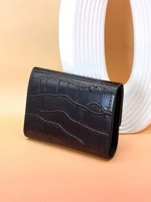 MINGYOU Vintage Crocodile Pattern Short Style PU Wallet With Multiple Card Slots High Capacity Unisex Card Holder For Women Wallet Mini Wallet Purse Wallet Card Wallet