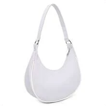 Bolsa Baguete Meia Lua Branca Feminina Média Alça de Ombro - Branco - Visão 6