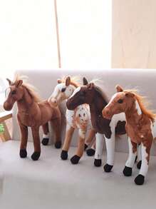 1pc, Simulation Horse Doll Plush Toys 30cm/11.8in, Ferghana Horse Huckle Horse Dapple Horse Lusama Horse Four Styles Stuffed Animals, For Halloween Thanksgiving Christmas New Year Valentine's Day Mother's Day Carnival Easter Gift,Horse Gift,Christmas Animals,Gift For Kids - Multicolor - View 1