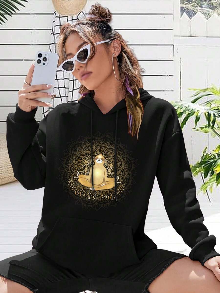 Sloth Meditating Bliss Buddhism-Inspired Lazy Spirituality Big Size Women Hoodie Hoodie For Women