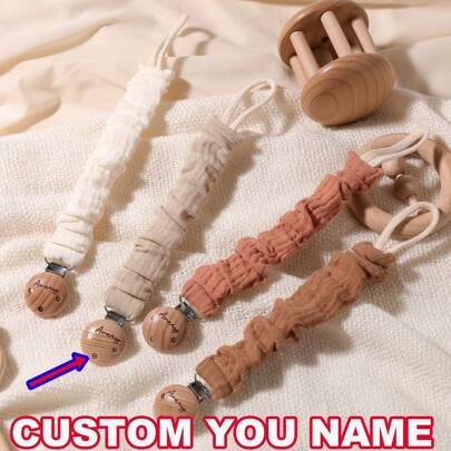 1pc Personalized Baby Pacifier Clip Cute Polka Dot Print Customized Patterns For Boys And Girls, Custom Baby Pacifier Clip Universal Soothing Clip, Suitable For Halloween, Baptism, Thanksgiving, Christmas Giftsbaby Shower Family Decorations Gifts,Baby,Looks Of Party,Ideal Gifts For Him,Ideal Gifts For Her