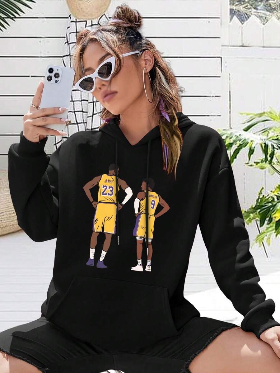 LeBron Bronny James Lakers Basketball Jersey Hoodies For Women - Black - View 1