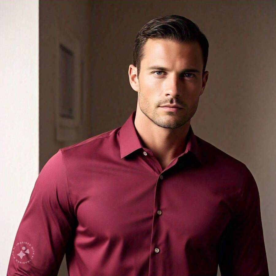 Slim Shirt With Original Zafferano Elastane - Redwood - View 1