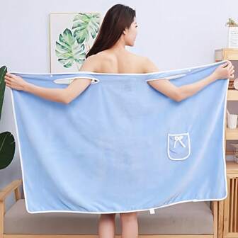 1pc A Large Bath Towel That Is Absorbent And Quick-Drying, Wearable With Pockets, Designed For Women, Featuring Ultra-Soft For Wrapping After A Shower, For The Bathroom Or Bedroom Spa, An Ideal Bathroom Accessory.