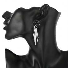 Elegant 1 Pair 925 Silver Plated Luxury Frosted Drop Earrings Fashion Charm Women Birthday Party Wedding Birthday Gift Jewelry - Silver - View 4