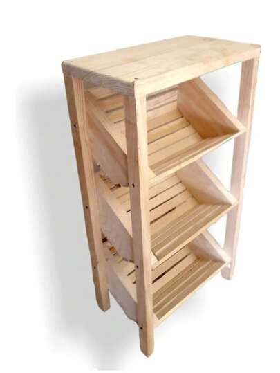 Frutero Organizador Madera Cocina 3 Canastas Base
