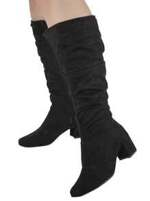Women's Over-The-Knee High-Heel Long Boot With Low Square Heel Soft 452 - màu đen - Xem 7
