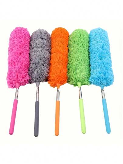 1/2 件可伸缩超细纤维除尘器 - 不锈钢手柄，可弯曲和可重复使用的头部，可有效清洁家具、汽车、玻璃上的灰尘 - 无需电池，适用于卧室、客厅