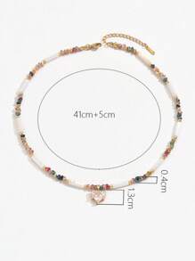 1 件波西米亚串珠水晶心形项链女士款（水晶颜色随机） - 彩色 - 查看 5