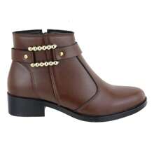 Short Boot Ankle Bootie Side Buckle Detail Foam Lining Comfort - Màu nâu Sô-cô-la - Xem 3
