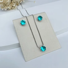 NECKLACE KIT WITH GREEN TOURMALINE POINT OF LIGHT EARRING - Silver - View 3