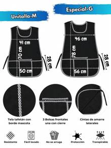 3 Casaca Mandil Gabán Bolsa de Cierre con Borde Mascota Delantal Mexicano - Negro - Ver 6