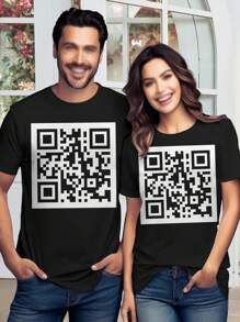 Lovers' Mind Your Own Business Funny T-Shirt With QR Code For Ladies (Humor Message)