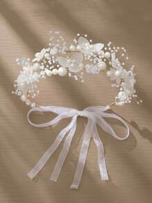 1 件优雅花环头带，适合派对、表演、主持、度假、迷人仙女风格、发饰、发环