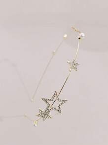 1 pieza Diadema elegante y minimalista con estrella hueca de perla y cristal, accesorio decorativo para el cabello para fiestas y uso diario