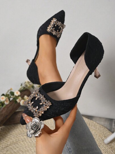 Primăvară/Toamnă pentru femei, stil francez, elegant, cu vârf ascuțit, cu toc subțire, pantofi de domnișoară de onoare, pantofi de birou, pantofi de mireasă, ținute zilnice, sandale cu toc înalt.