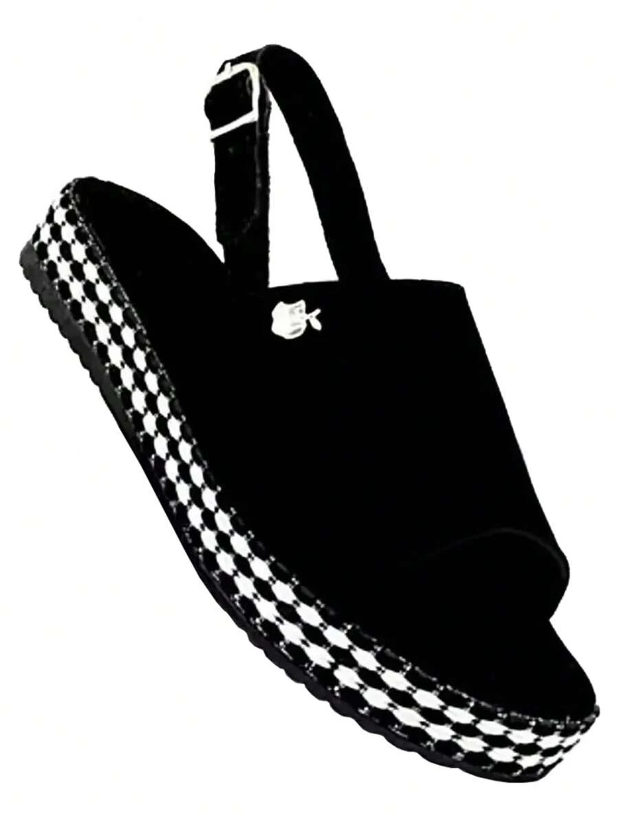 Sandália Feminina Confortavel Anabela Rasteira Casual Anabella 03 - Preto - Visão 1