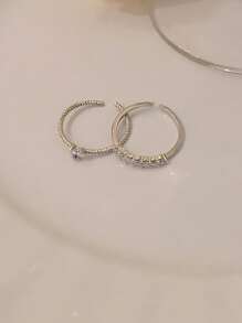 1枚/2枚镀金铜情侣心形戒指，女士戒指，女士礼物，订婚/结婚珠宝礼物，适合宴会、约会、舞会、派对、日常佩戴，开口可调节 - 金黃色 - 查看 9