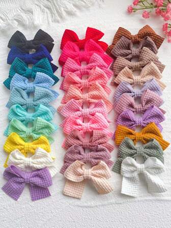 2/20 件装布艺儿童蝴蝶结发夹手工发夹鸭嘴夹女童发饰适合女童婴幼儿儿童日常佩戴节日礼物