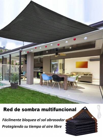 Malla de sombra para exteriores con protección UV,  aplicable a una amplia variedad de escenarios. No acumula agua y es ideal para cobertizos de autos al aire libre, invernaderos, pérgolas, y más. Adecuada para uso doméstico, campamentos, estacionamiento, y cultivo de plantas, disponible en varias tamaños.