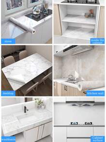 1 Piece Of Multi-Color Marble Pattern Self-Adhesive Kitchen Sticker, Waterproof, Oil-Proof, Suitable For Walls, Stoves, Countertops, Cabinet Renovation, Table Renovation, Bathroom Sink, Marble Wall Stickers.