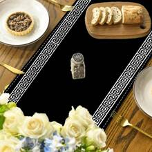 1pc Green & Red Striped Tablecloth Or Table Runner, Italy National Flag Design, Striped Tablecloth Or Table Decor For Italian Themed Party, Country Kitchen, Living Room, 33*183cm - Black - View 6