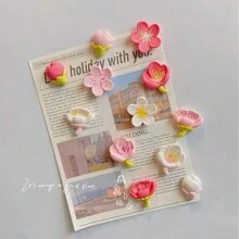 4 Sets 6 Sets Color Pattern Random Fresh And Simple Peach Blossom Flowers Magnetic Pasting Pastoral Style Creative Refrigerator Sticker Fixed Photo Message Whiteboard Sticker Classroom Decoration Picture Frame Decoration Wall Decoration