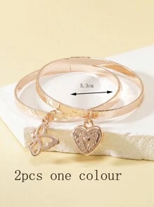 2 件儿童心形和蝴蝶心形手链 - 彩色 - 查看 7