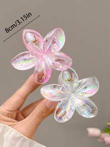 4 pièces/1 pièce Épingle à cheveux en forme de fleur holographique Y2K Style Sirène, grande taille 8 cm/3,15 po, rose, blanc, bleu, jaune, accessoires de mode en plastique léger, élégants, chics, minimalistes, de couleur unie, convient pour une utilisation quotidienne, casual, fête, déplacement, coiffure exclusive, queue de cheval, chignon, lavage du visage, maquillage, assortiment de tenues