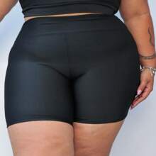 Plus Size Shorts - 黑色 - 查看 3