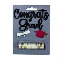 1pc Wooden Creative Graduation Congratulations Gold Card, Holder Graduation Party Decoration, Graduation Gift (Excluding 3D Stand, Coins)