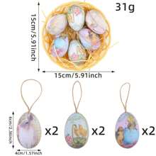 6PCS- Easter Egg Hanging Creative Braided Basket Eggs Easter Decorating Pieces Scene Layout Eggs - Multicolor - View 4