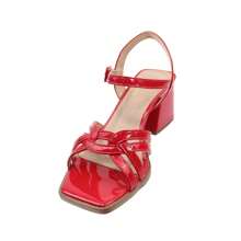 Women's Sandals With Low Block Heel,  2025 Comfort - Đỏ - Xem 2