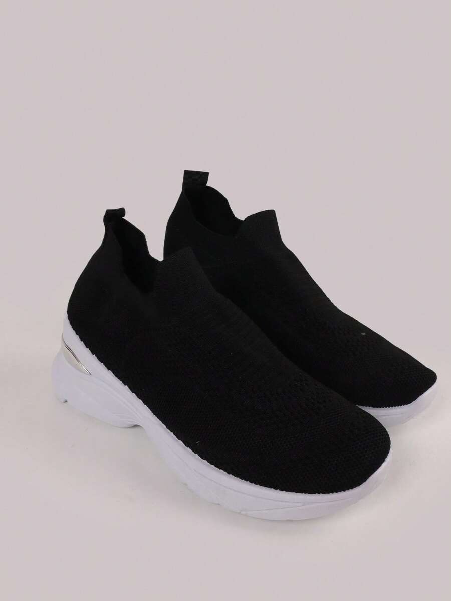 Stellameli Women's Shoes Very Soft In Elastic Stocking And White Sole - Black - View 1