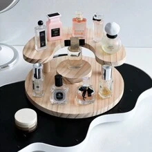 1pc Wooden Perfume Display Rack, Desktop Makeup Perfume Powder Compact Storage Organizer, Cosmetics Display Stand, For Jewelry, Makeup, Perfume, Toys, Dolls, Decorations, For Holiday Beach, Bathroom Collection, Bedroom Collection, Large Capacity - Multicolor - View 4
