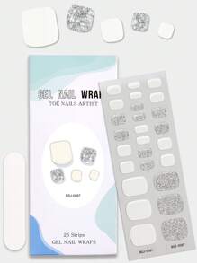 Beauty Sticker 26 pièces Autocollants d'ongles en gel semi-durcis, design multi-couleurs, couleur unie et dégradé brillant, autocollants couvrants pour les ongles, convient pour la manucure DIY des femmes, printemps/été