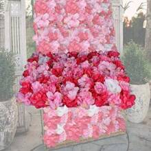 HOHOBLA Artificial Flower Wall Panel, 23.62 * 15.74 Inch Silk Mesh Wall Background, 6 Pack 3D Flower Backdrop Wall Panel For Wedding Party, Birthday, Decoration (Red Pink White - Đỏ hồng trắng - Xem 3