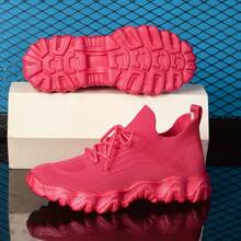Zapatos deportivos casuales de mujer, de unicolor, cómodos, transpirables, antideslizantes, aptos para correr y uso diario