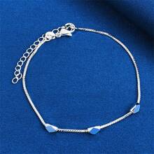 优雅单件925镀银8英寸精致三珠链手链，时尚女士魅力婚礼派对生日礼物首饰 - 銀色 - 查看 3