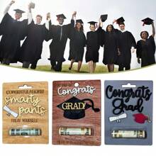 1pc Wooden Creative Graduation Congratulations Gold Card, Holder Graduation Party Decoration, Graduation Gift (Excluding 3D Stand, Coins)