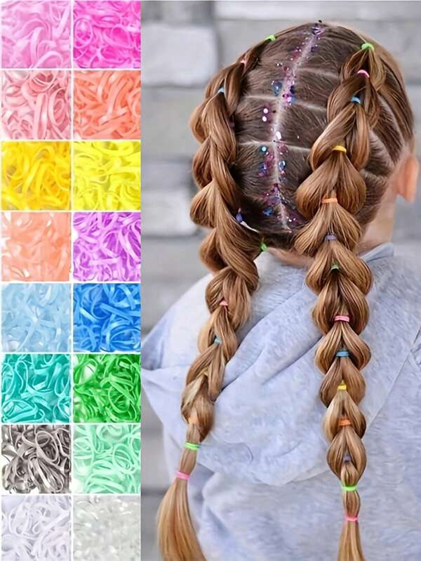 1000/2000 peças coloridas mini nylon descartáveis laços de cabelo conjunto com saco de armazenamento - acessórios de cabelo elásticos para adolescentes - presente perfeito para meninas