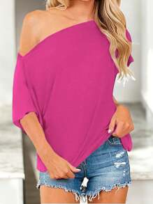 Sexy Women's Blouse, Off The Shoulder, Ideal For Office, Or Casual Days - 玫紅色 - 查看 3
