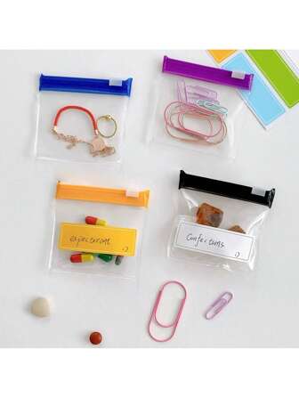 9 件装药丸袋拉链药丸袋套装可重复使用半透明药品收纳袋自封药袋旅行塑料药丸袋带滑动锁用于储存，波西米亚风