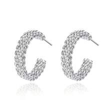 1 paire d'élégantes boucles d'oreilles clous en argent 925 avec nœud rond exquis. Bijoux mode cadeau de mariage, anniversaire pour femmes