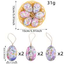 6PCS- Easter Egg Hanging Creative Braided Basket Eggs Easter Decorating Pieces Scene Layout Eggs - Multicolor - View 7