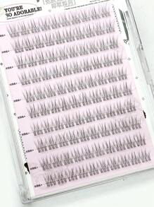 100 片无胶假睫毛，自然外观，三合一魔鬼鱼鳞片分段睫毛，C 卷曲单簇，适合初学者的高密度睫毛簇，睫毛簇，单根睫毛，睫毛，假睫毛 - C - 查看 4